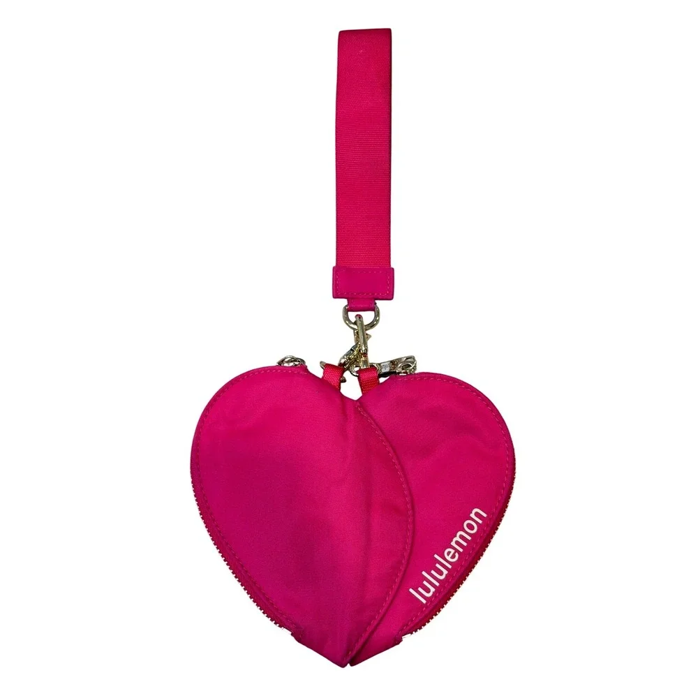 Lululemon Dual Pouch Wristlet Heart Pink‎ LW9FTSS Zippered Pouch